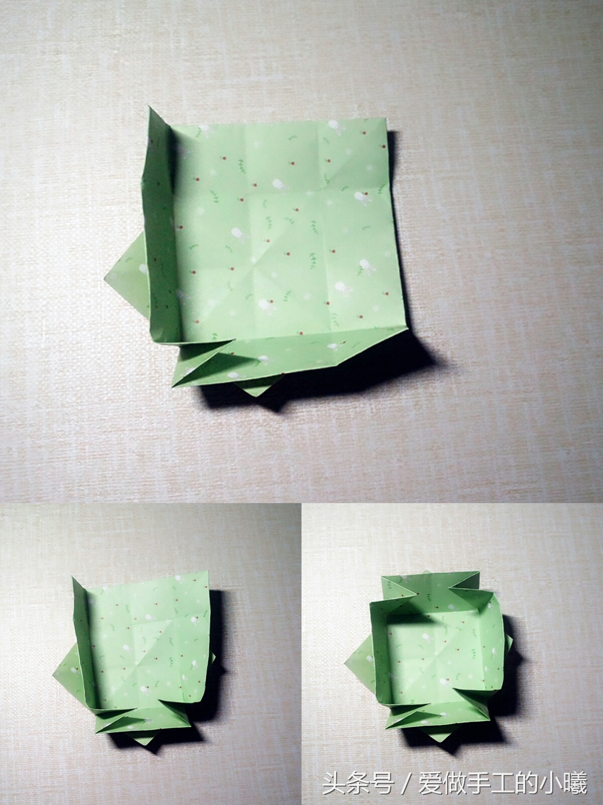 超简单超好看的简单小收纳盒,用纸做像猫脸的五格收纳盒