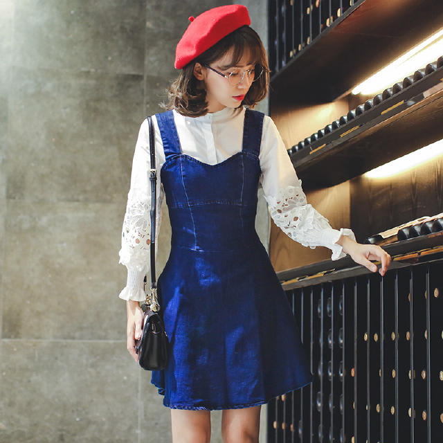 小个子背带裙搭配夏,黑色背带裙裤搭配条纹t恤