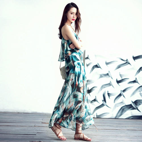 清新优雅雪纺裙,夏季小清新雪纺裙