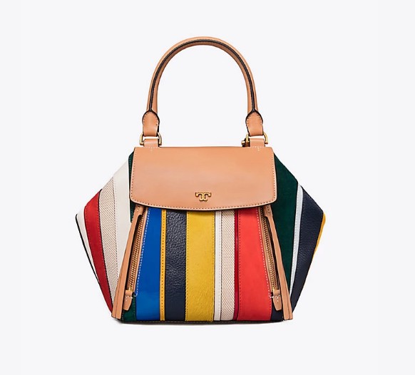 这包可以和春色媲美，印花彩虹条纹包包一定要有一个