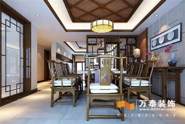 济南300平方别墅中式装修设计图,济南漫山香墅别墅装修