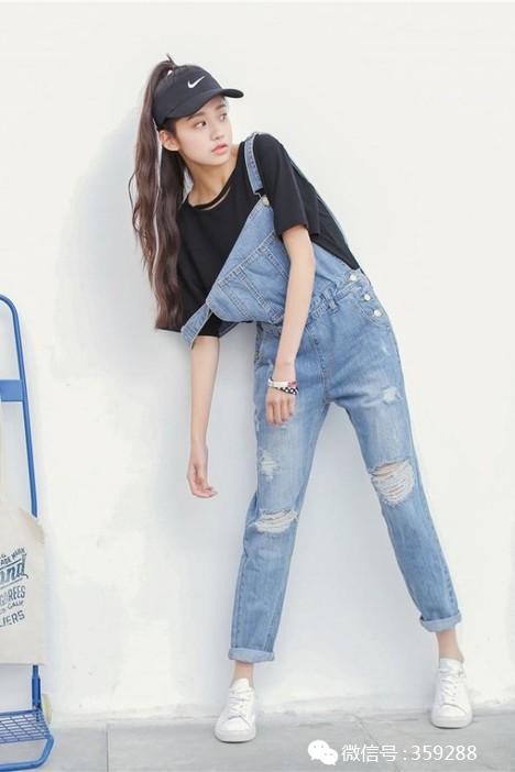学生党夏季慵懒风牛仔背带裤,适合春天穿的背带牛仔裤