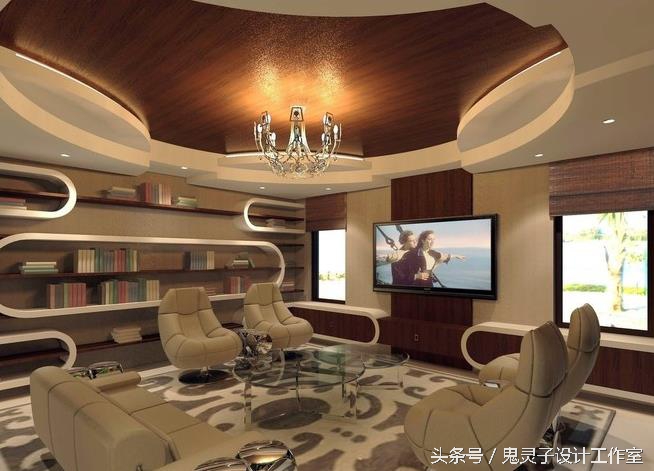 家里的娱乐室装修效果图,轻奢风格视听室装修效果图