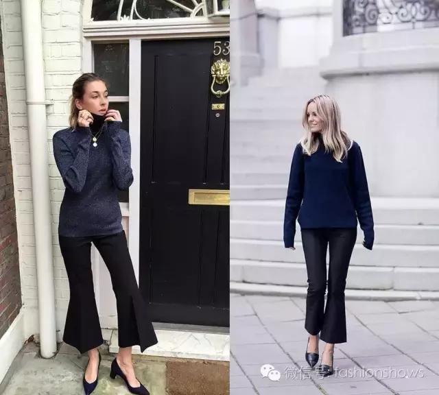 藏青色复古慵懒风套装裤子,秋冬流行趋势裤子