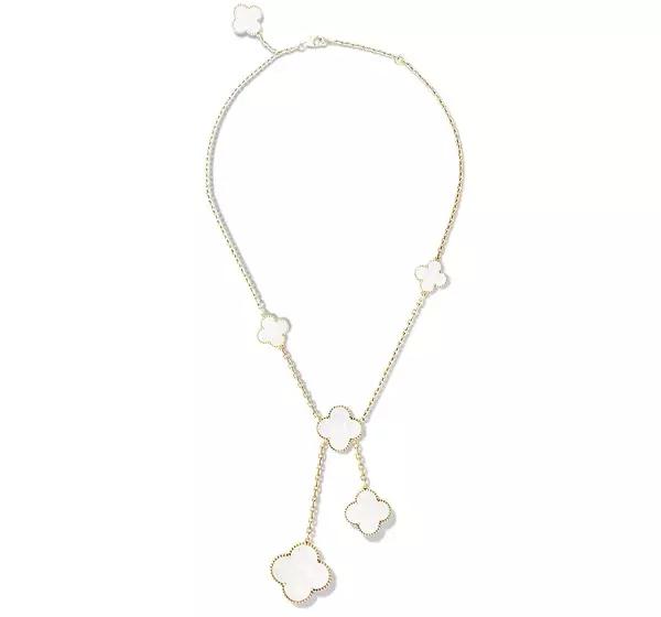 vca四叶草带钻项链系列,vca梵克雅宝四叶草项链