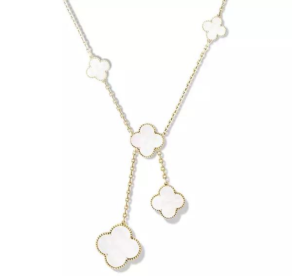 vca四叶草带钻项链系列,vca梵克雅宝四叶草项链