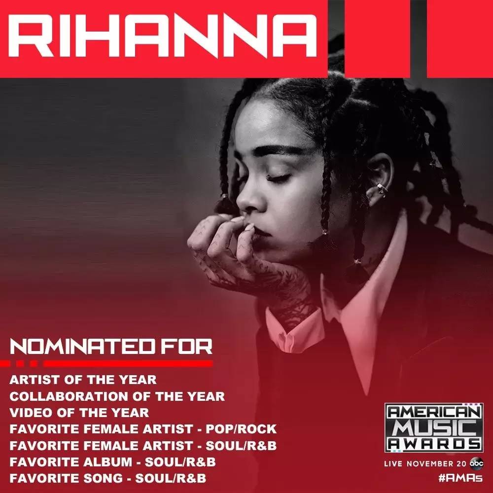 2016全美音乐奖公布入围名单公布，Drake打破32年来AMAs最多入围纪录！