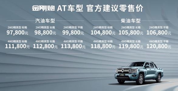 金刚炮皮卡柴油四驱自动挡,金刚炮皮卡两驱自动挡啥价格