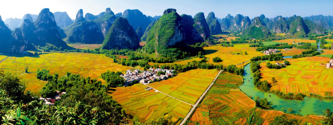 崇左穿越大山的道路,崇左漫步田间