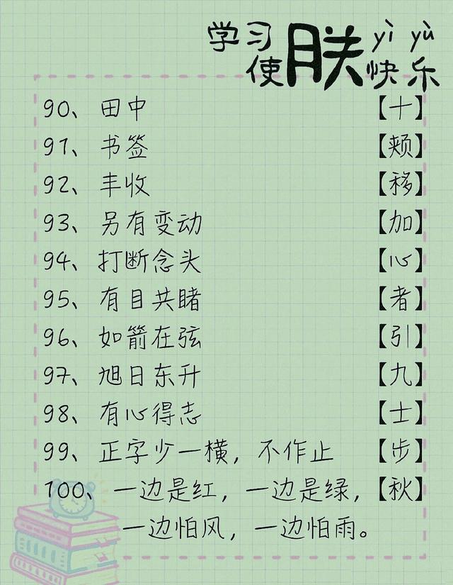 猜字谜大全儿童7到10岁,100个经典的猜字谜快来尝试哦