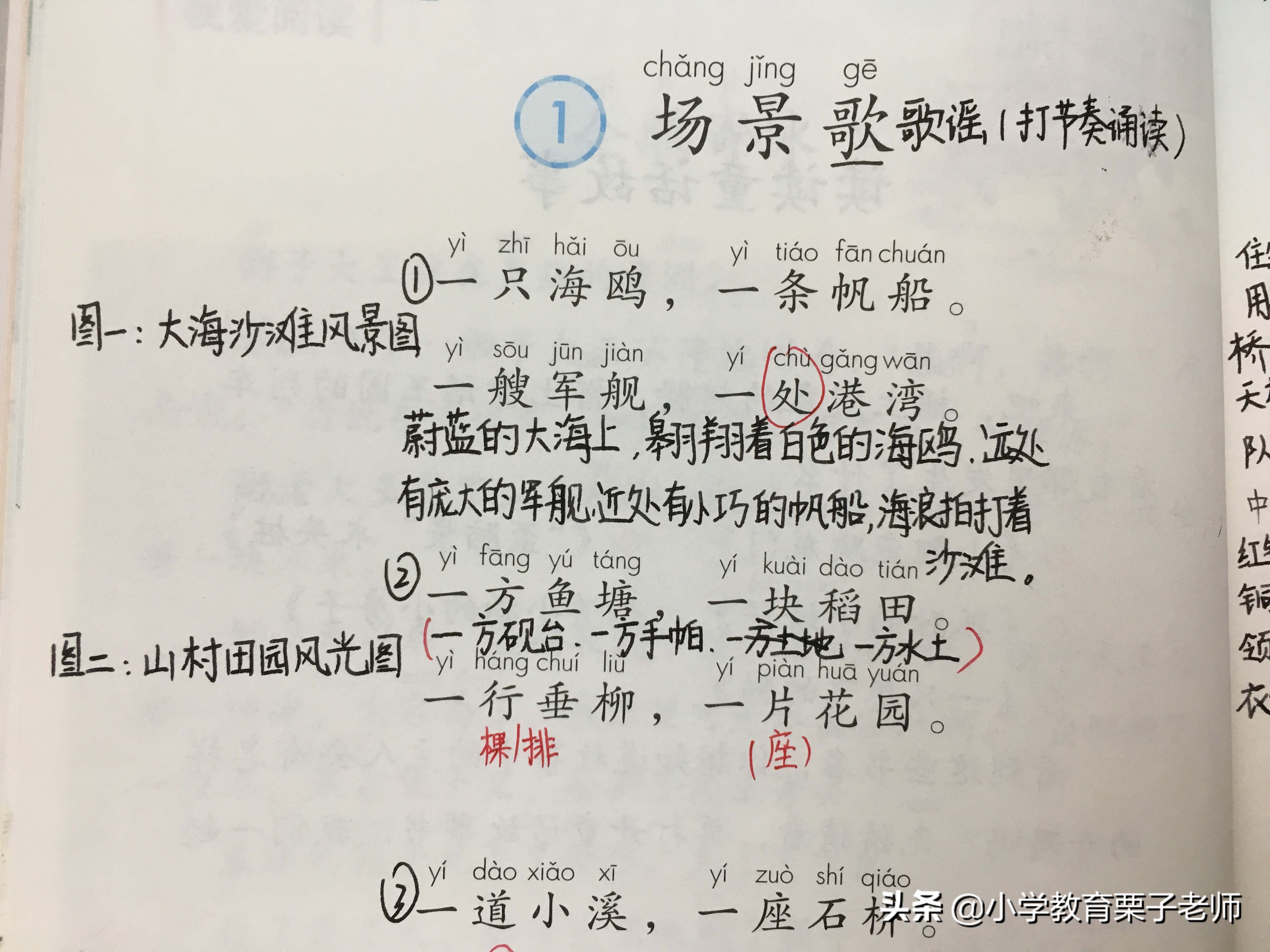二年级语文上册场景歌重点知识,二年级上册语文场景歌重点知识点