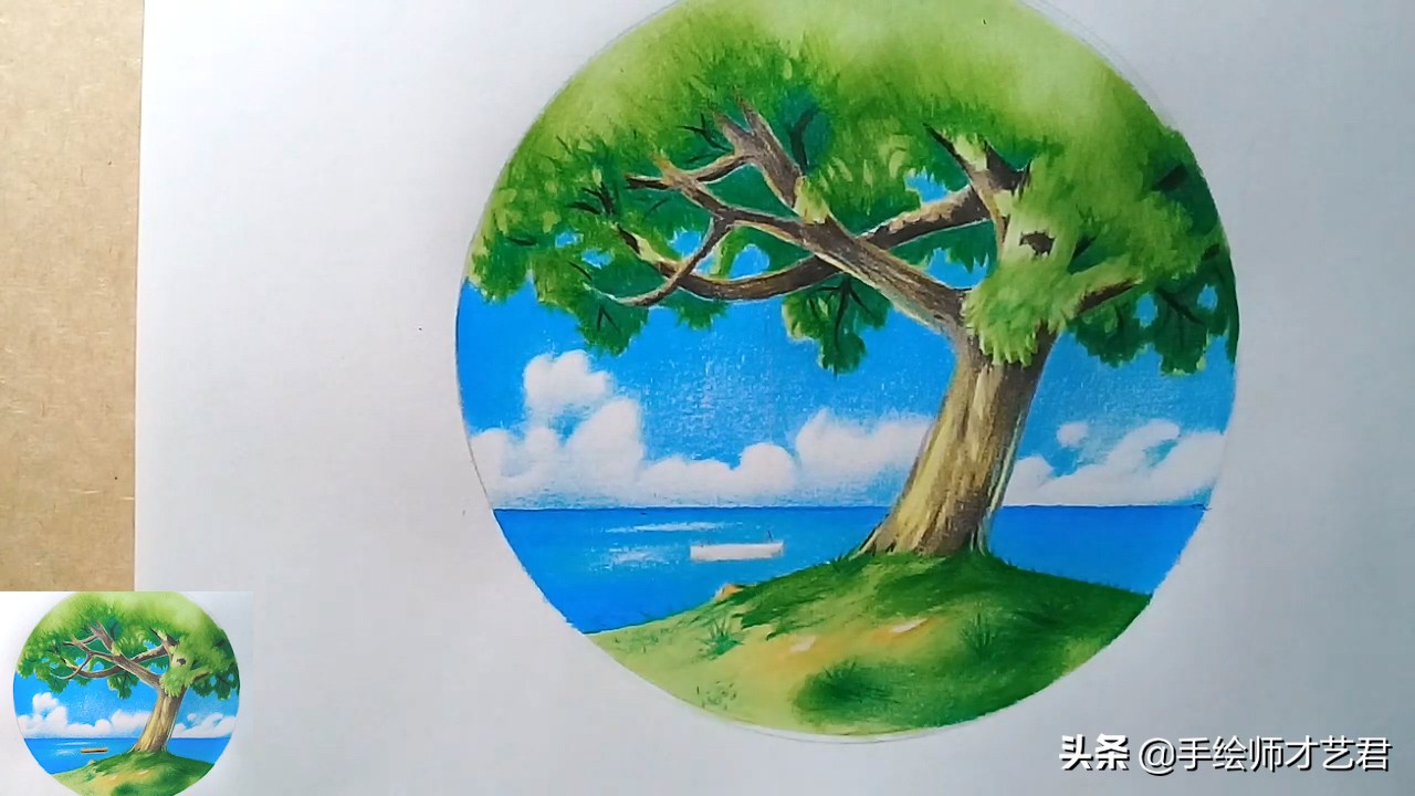 山水风景画彩铅绘画步骤教程,彩铅画风景画简单的教程
