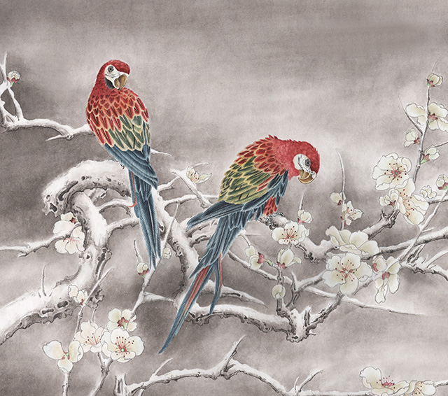 水仙花国画花鸟画图片欣赏,中国画花鸟画背景图片大全