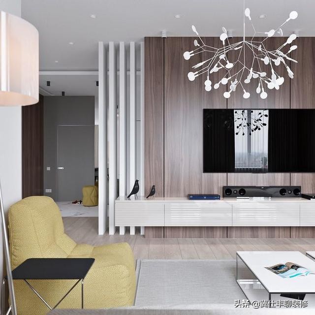 电视背景墙和隐形门设计有立体感,立体感电视背景墙