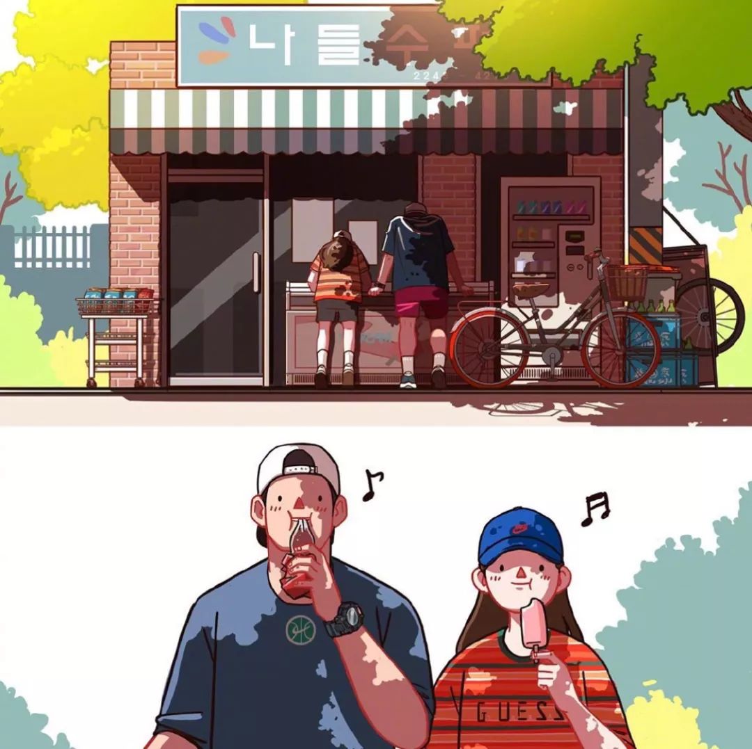 情侣日常手绘插画日记,手绘给女朋友的手账画