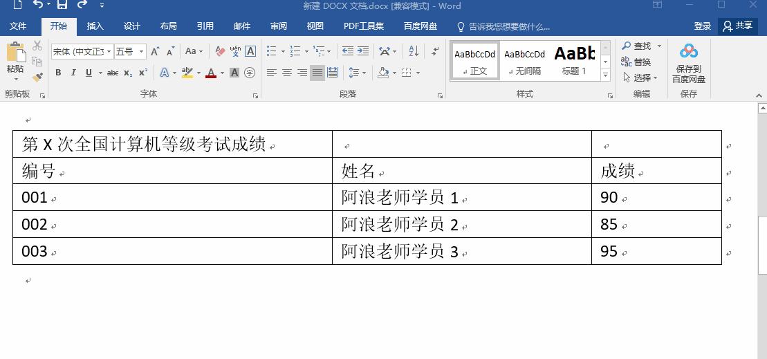 全国计算机一级Word考点:表格框线、行间框线、底纹、套用样式