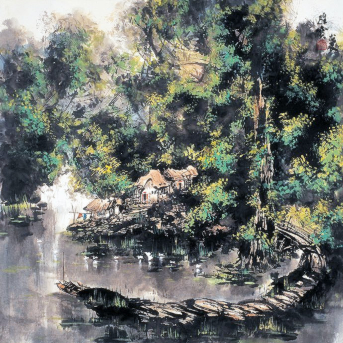 古香古色山水画,岭南风景国画