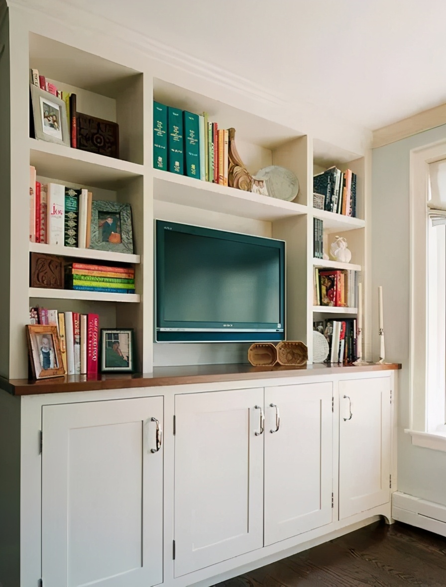 电视背景墙极简高级感收纳,小户型收纳型电视背景墙