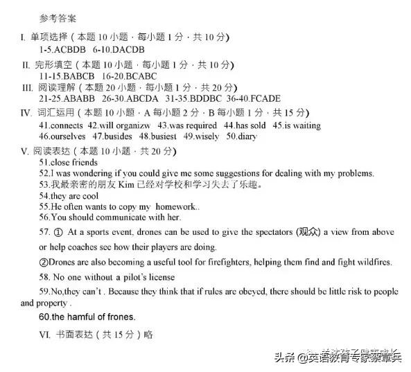山东青岛中考英语试卷答案,2019青岛中考英语试卷及答案解析