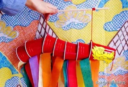 幼儿园元旦手工制作：鞭炮灯笼卡纸舞龙