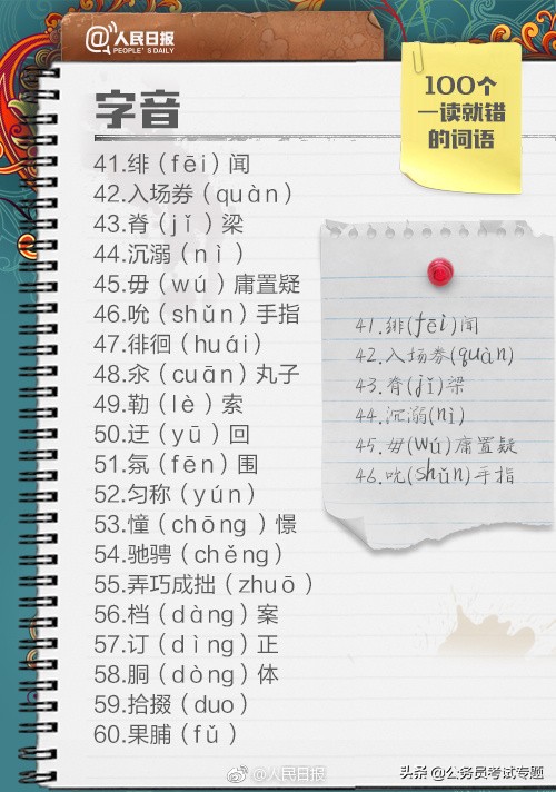 人民日报整理易读错的词语,容易读错的句子绕口令