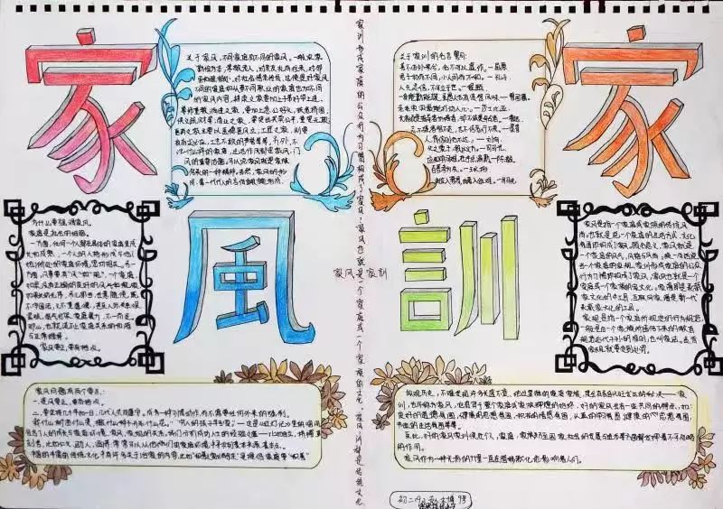 家风家训伴我成长手抄报简单有字,关于家风家训的手抄报超级简单版