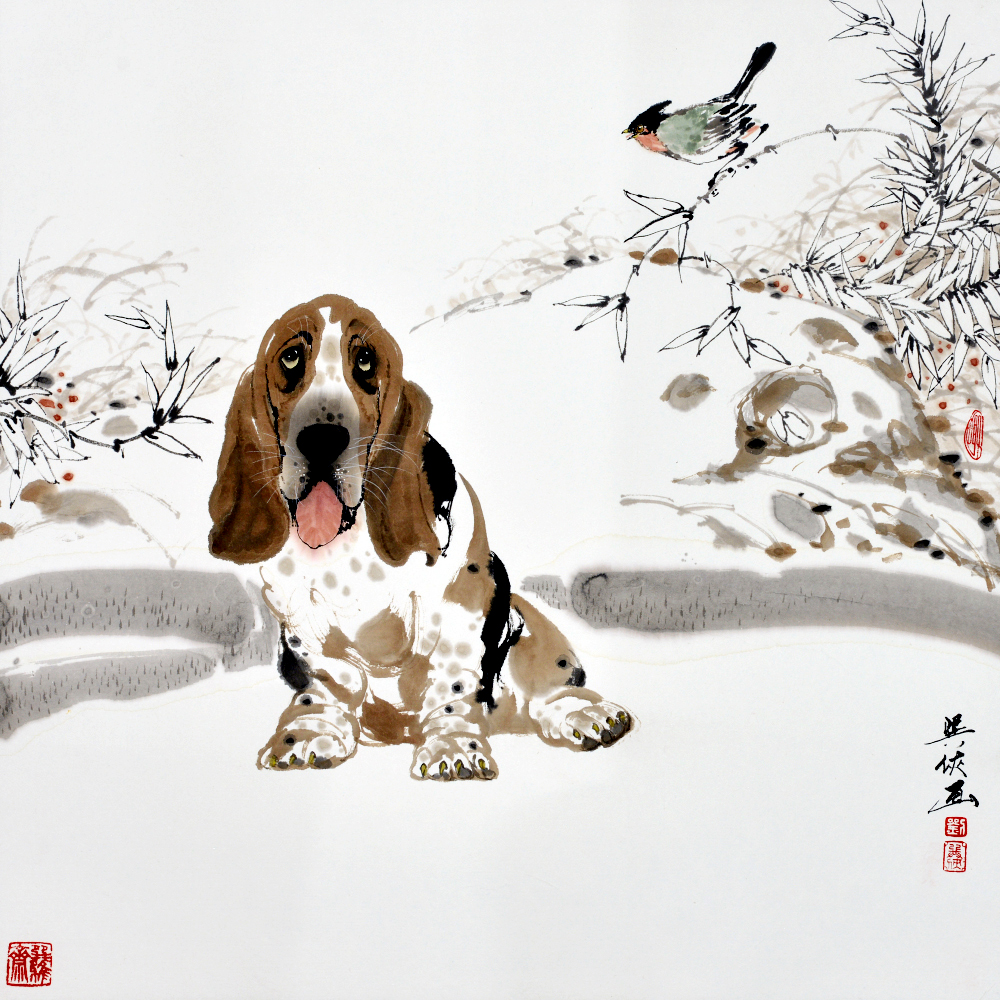 国画黑狗写意画欣赏,名家画狗的作品欣赏