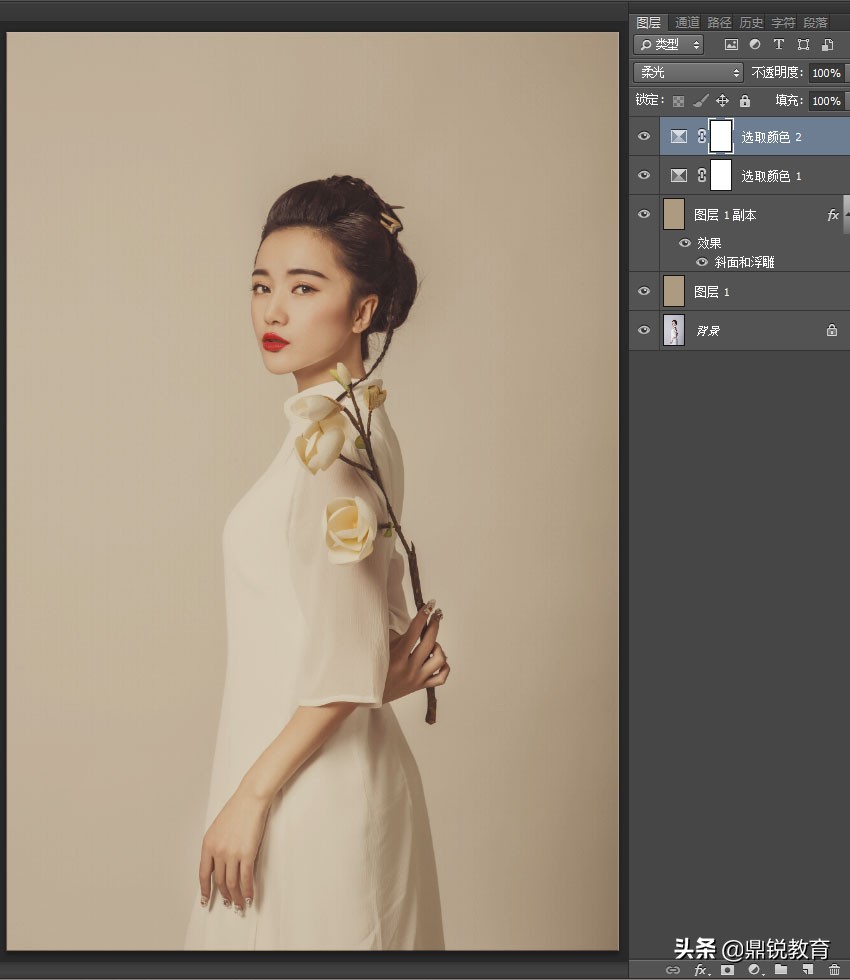 怎么用ps将美女照片调成仕女效果,ps把照片制作成工笔画效果教程