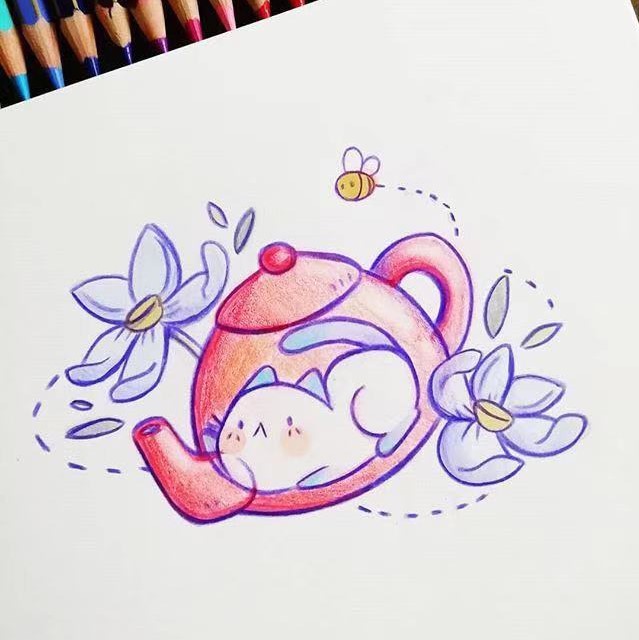 超可爱的一组铅笔画,100幅治愈系故事小插画彩铅