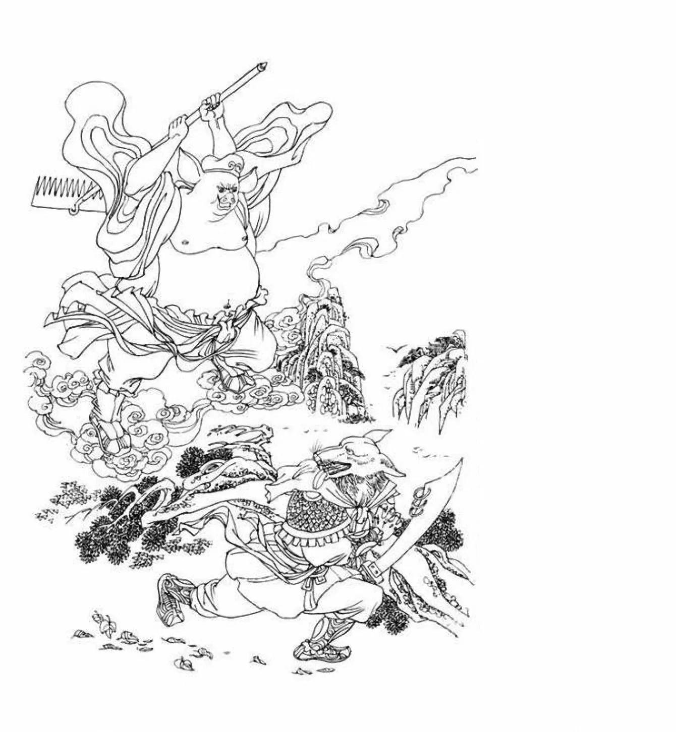 图谱神话人物工笔画白描,国画工笔人物白描图片大全大图