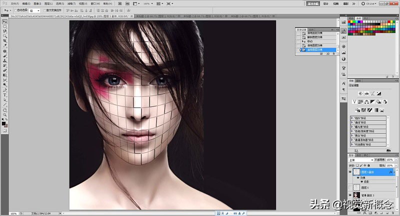 Photoshop设计教程_制作人物脸部剥落的碎块特效
