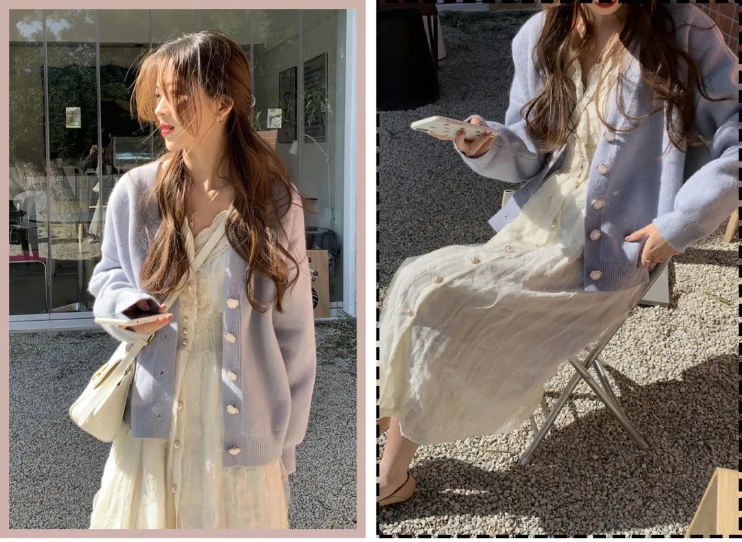 奶奶衫配半裙时髦保暖又有气质,2020早春穿奶奶衫超美