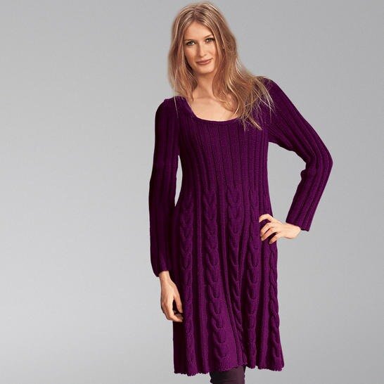 针织毛线连衣裙秋冬高级感,棒针连衣裙花样