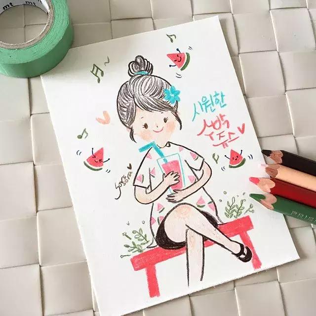 哈士奇的简笔画图片用彩铅画的,儿童彩铅简笔画6-12岁美观小人