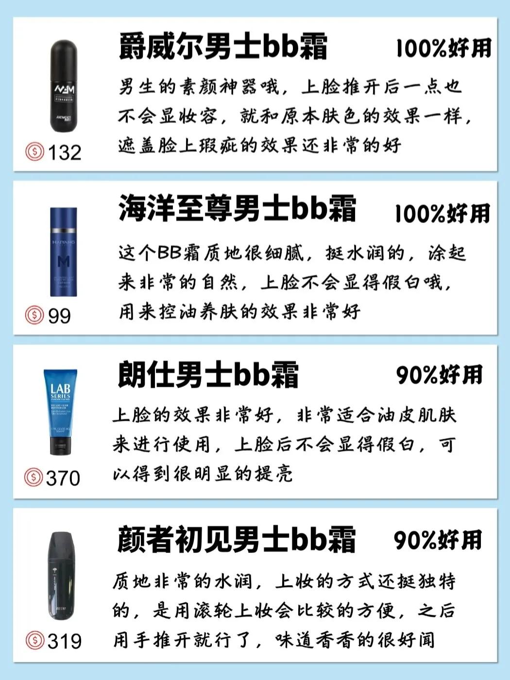 十大公认好用的bb霜男士,学生bb霜男推荐
