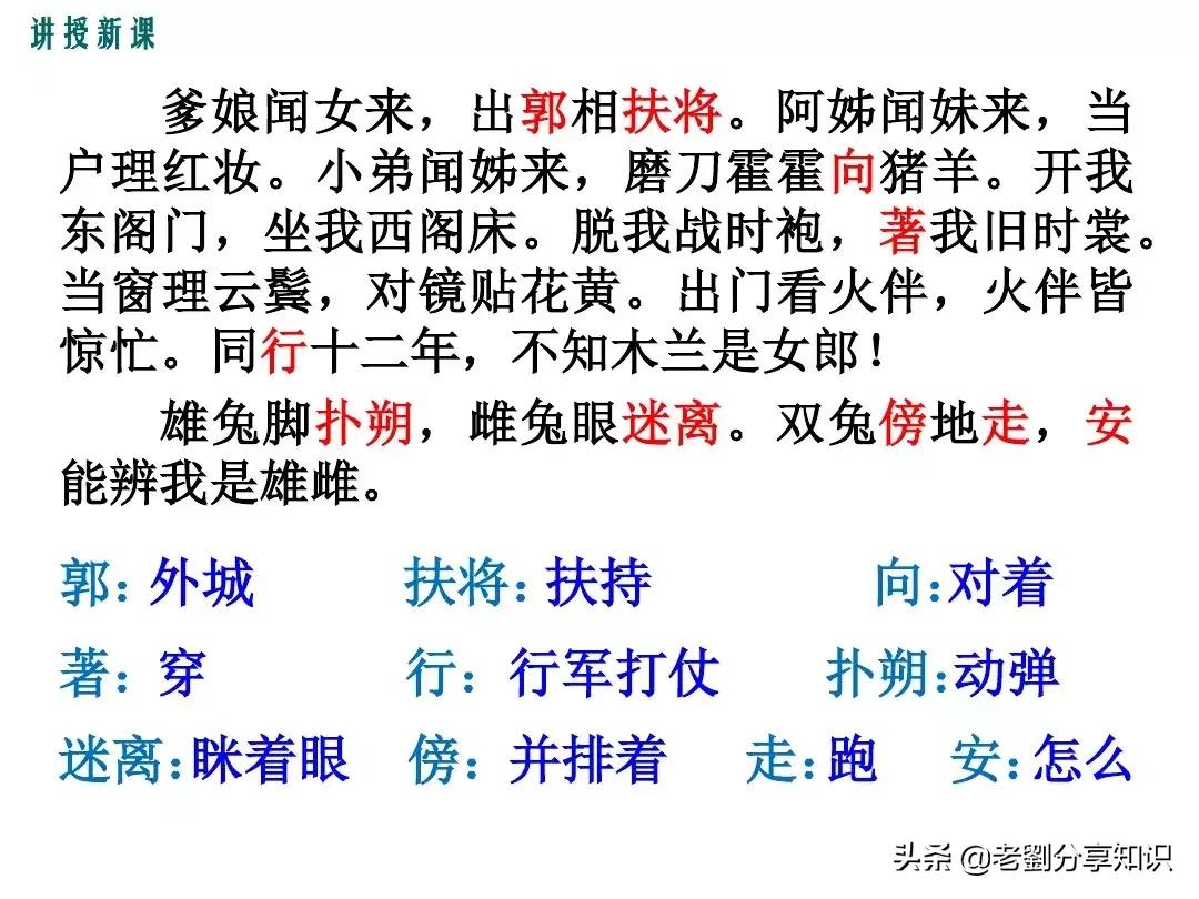 部编版语文七年级下册木兰诗注释,7下语文必背课文木兰诗讲解
