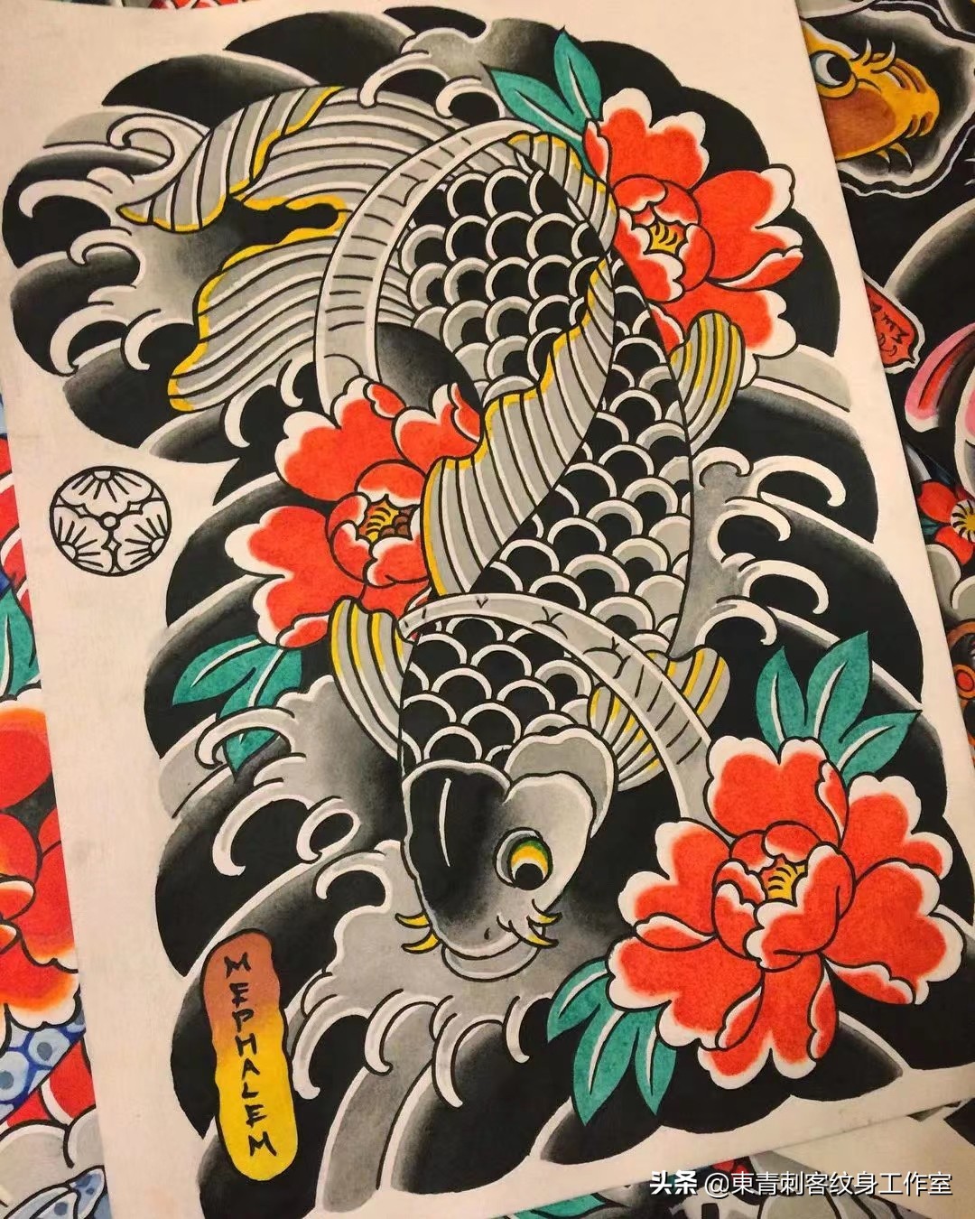 半甲凤凰纹身手稿图案大全,老传统半甲纹身图案大全图片