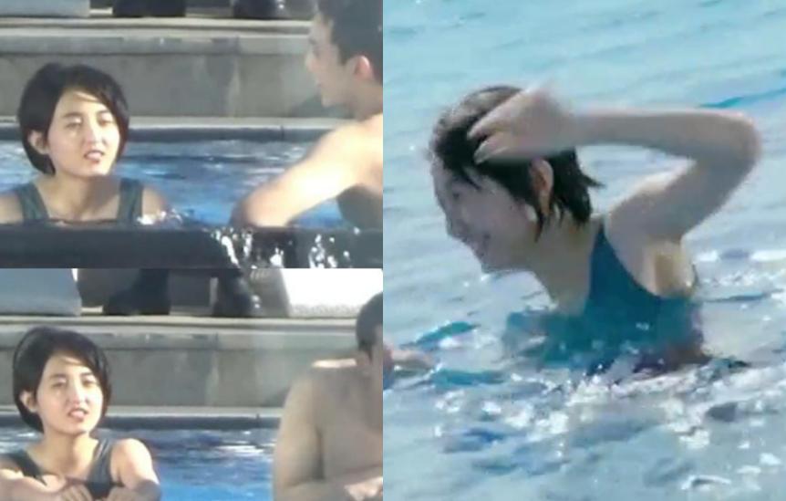 张子枫与吴磊泳池嬉闹！女方穿泳装皮肤白皙，秀出一双纤细胳膊