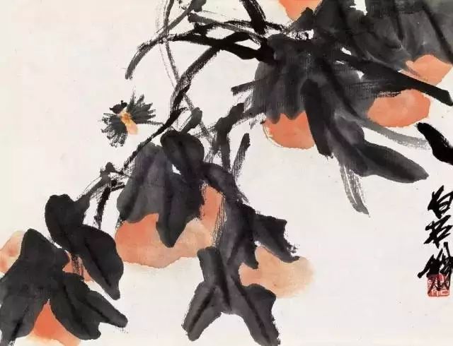 写意柿子叶的画法步骤图,徐湛写意柿子的画法