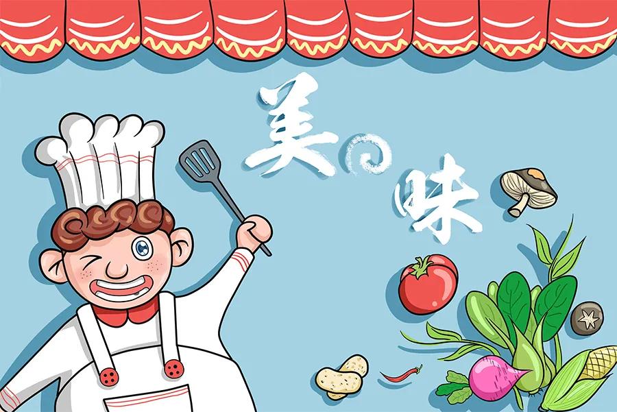 儿童画厨师食物图片,儿童画教学美食