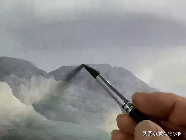 水彩画山风景入门,远山画法入门教程