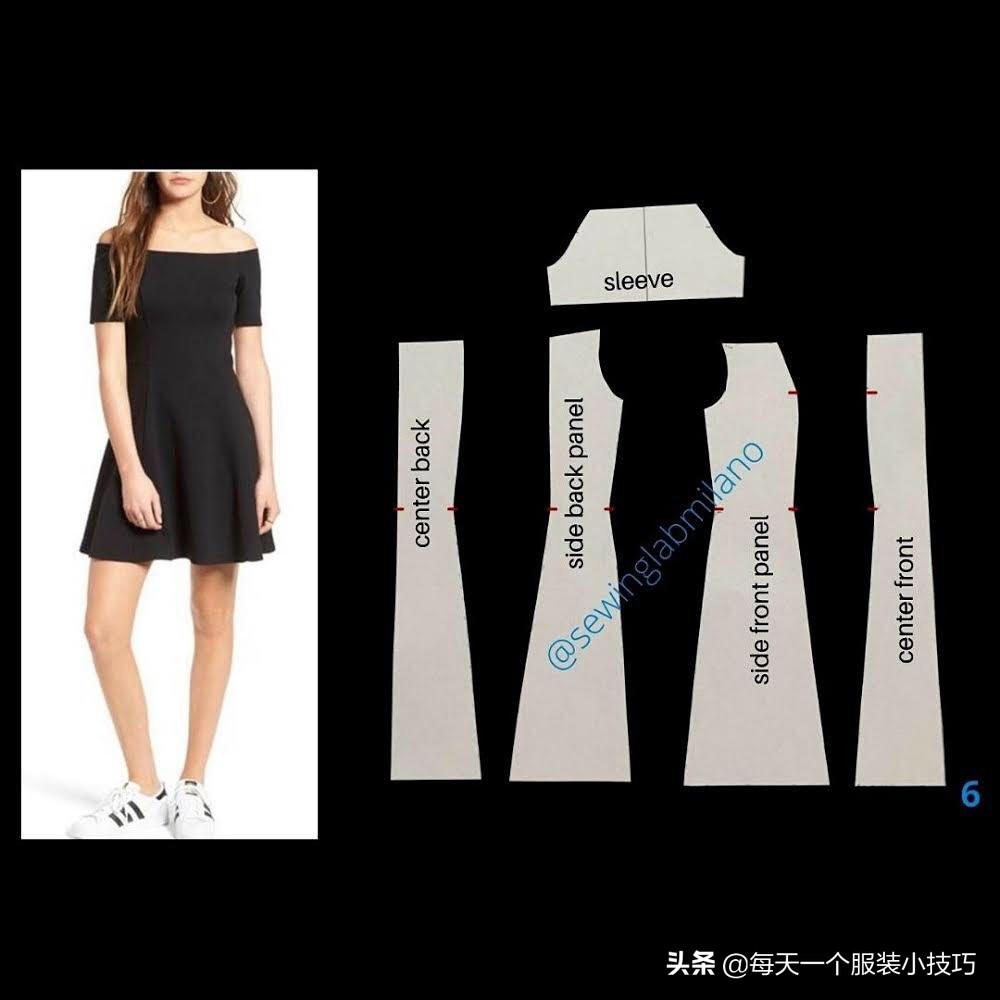 交叉v领连衣裙纸样,一字领紧身连衣裙