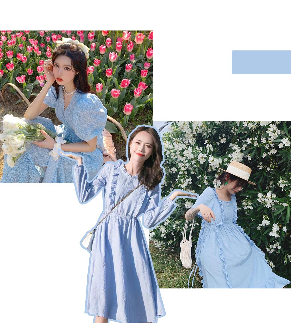 碎花婴儿蓝,婴儿蓝搭配