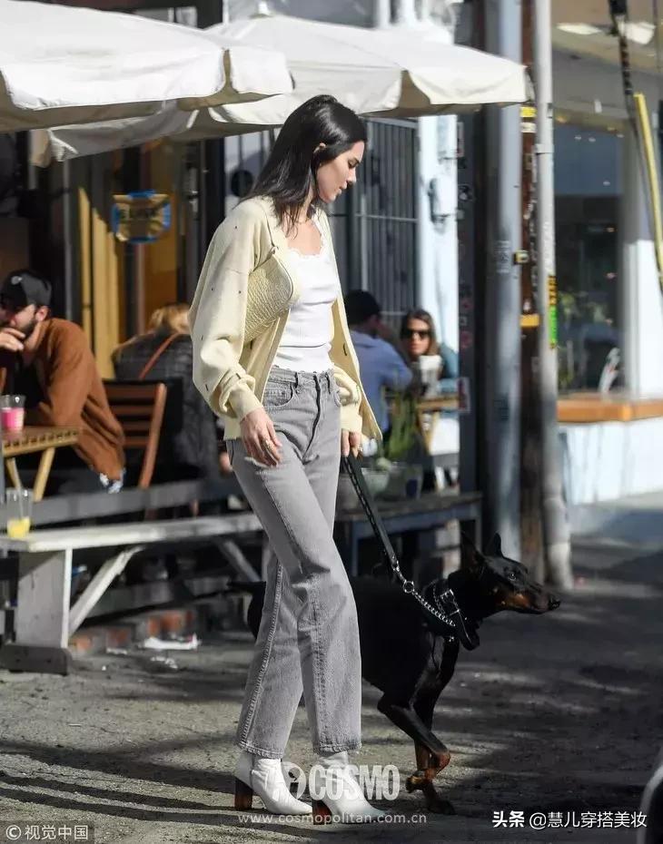 针织开衫加阔腿裤春,黑色v领针织小开衫搭配阔腿裤