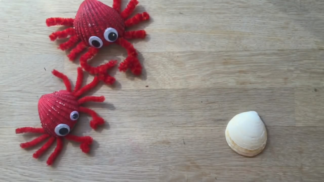手工制作螃蟹壳diy,贝壳diy手工制作过程