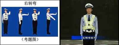 交警左转弯信号手势示范图解,科目二交警手势图解
