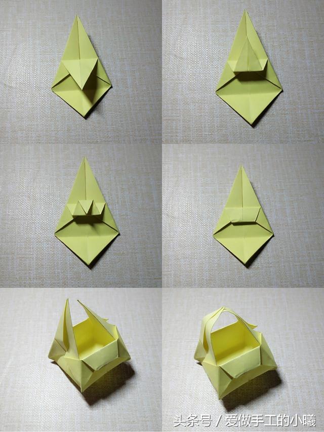 小时候小花篮折纸,儿童手工折纸大全花篮