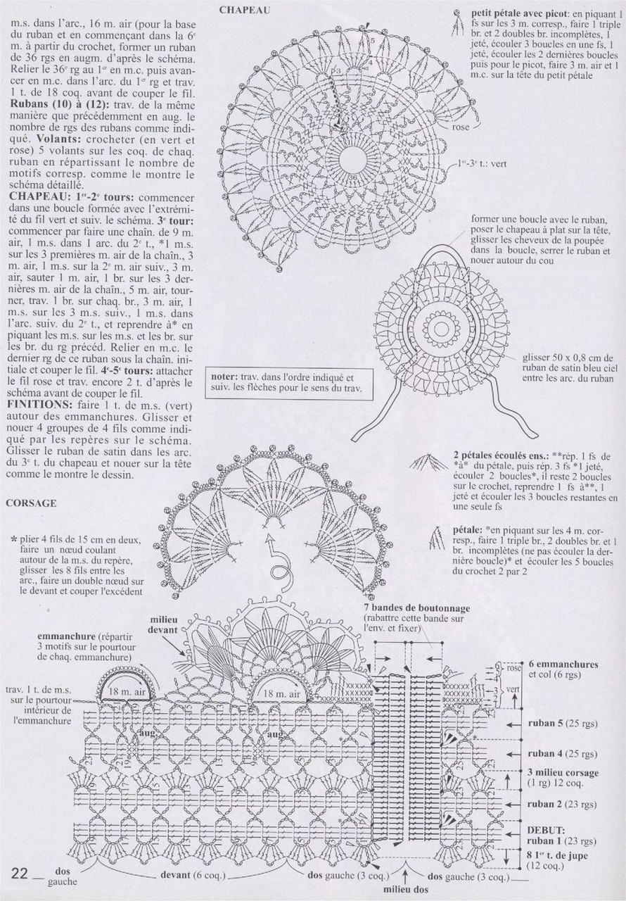 钩织芭比娃娃衣服,17厘米芭比娃娃衣钩织教程