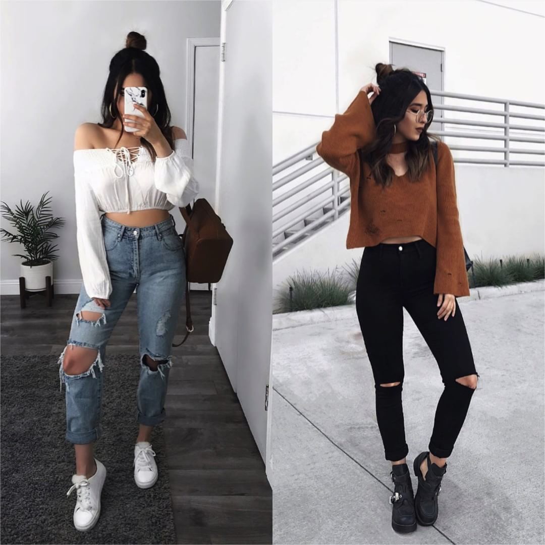 破洞牛仔裤的穿搭技巧学生党,破洞牛仔裤怎么穿搭新款