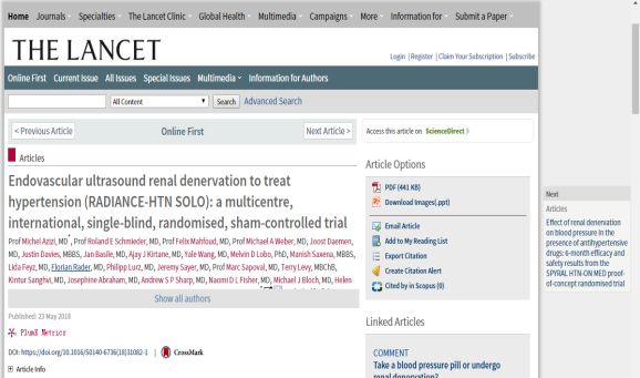 《柳叶刀》：突破！超声波竟成治疗高血压神器！